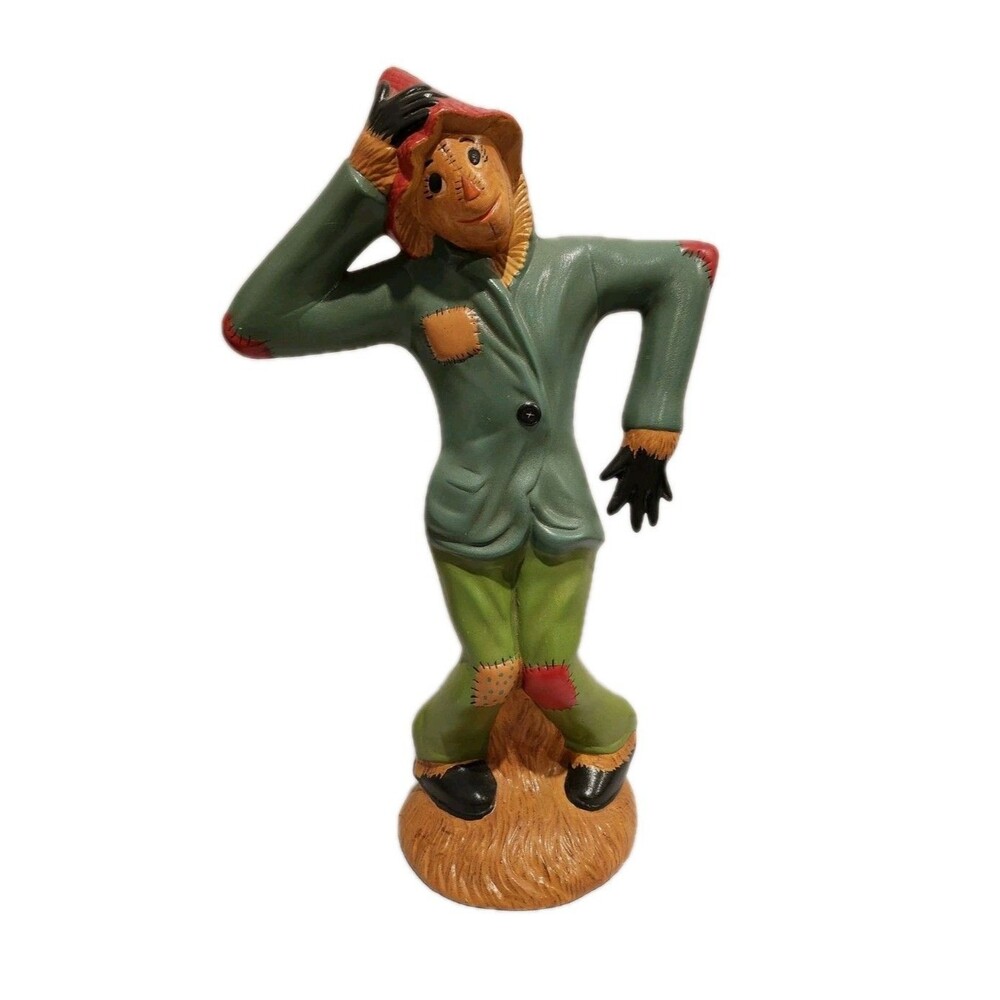 Vintage Ceramic 13" Scarecrow Figurine Signed JL 1976